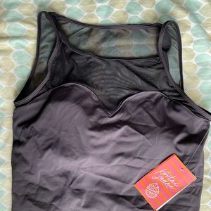 Kortni Jeane, Netted Sweetheart Top - Large / Black